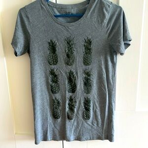 J. Crew gray t-shirt with pineapple print.